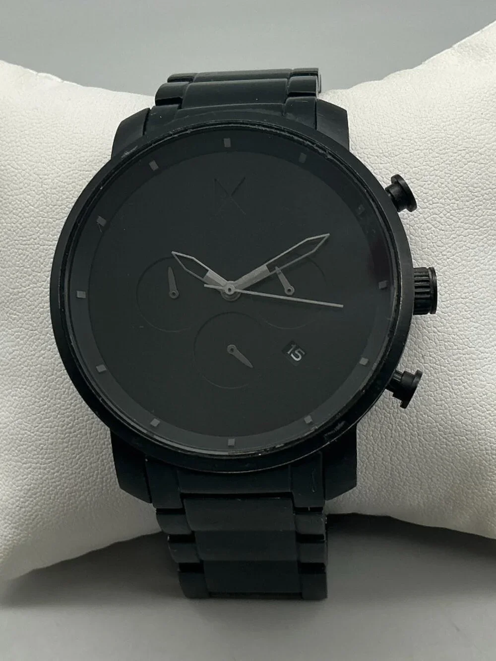 MVMT Chronograph Mens Watch 45mm Black Date New Battery 7.75